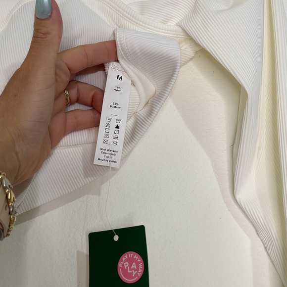 Halara Women's S White Plush Long Sleeve Thumb Hole Cropped Yoga Sports Top - Picture 5 of 8